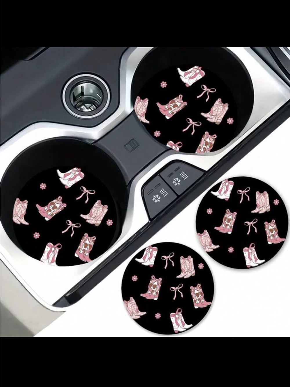 🤠NEW Pink Cowboy Boot Car Cup Holder Coasters (2)🤠